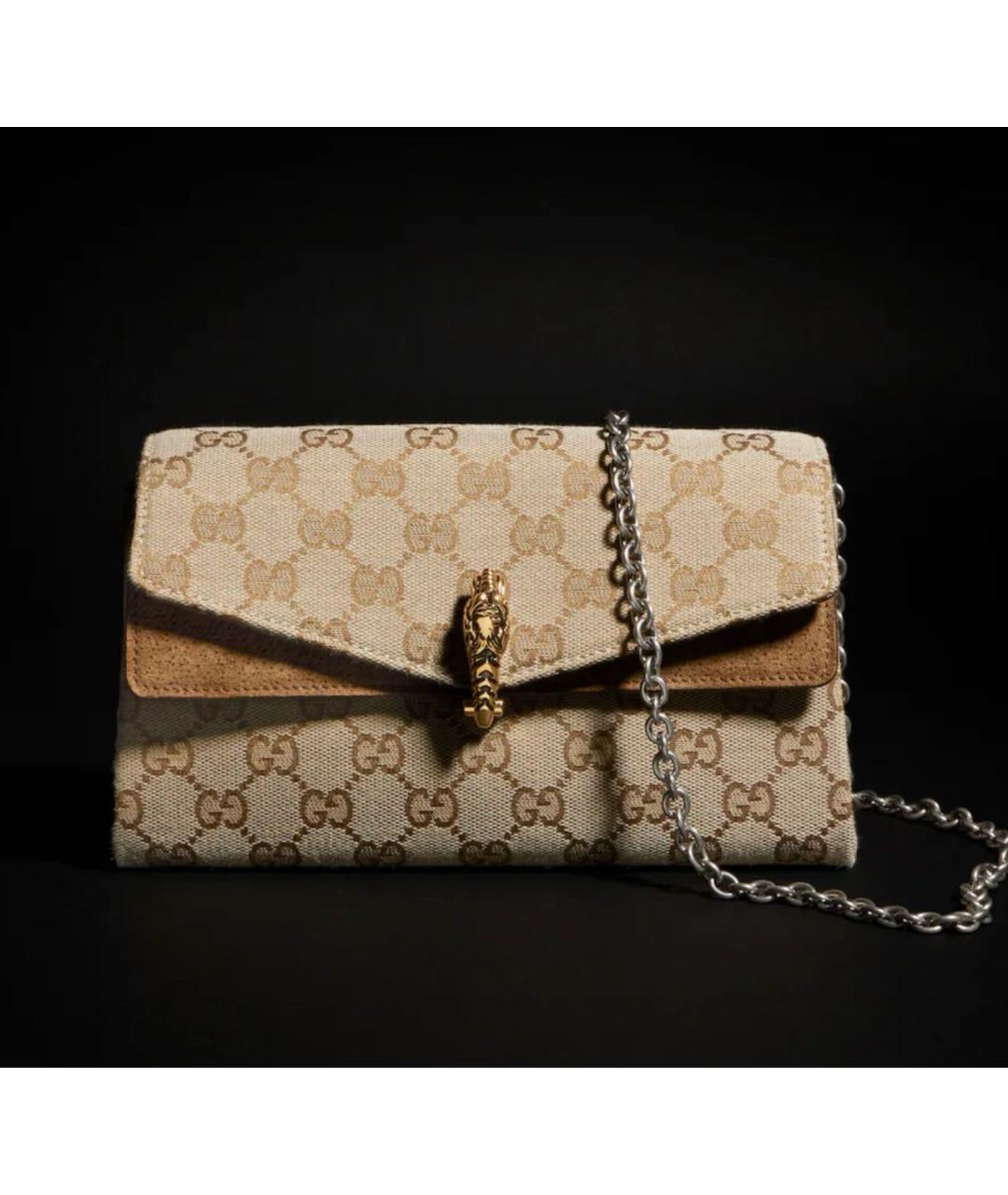 GUCCI Бежевая сумка через плечо из канвы, фото 4