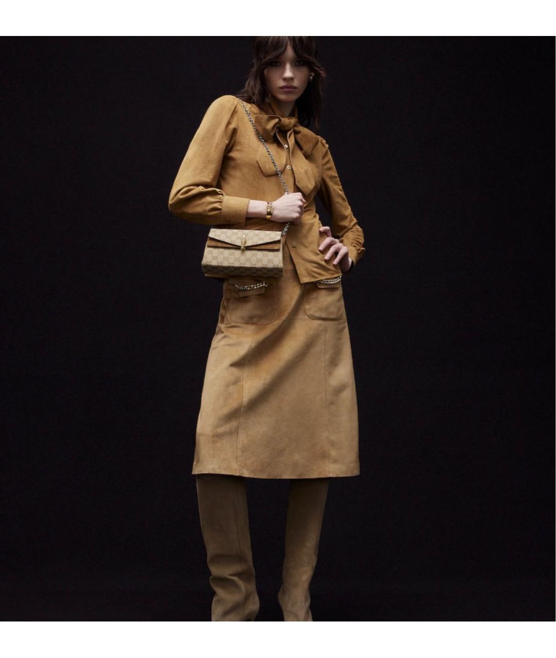GUCCI Бежевая сумка через плечо из канвы, фото 3