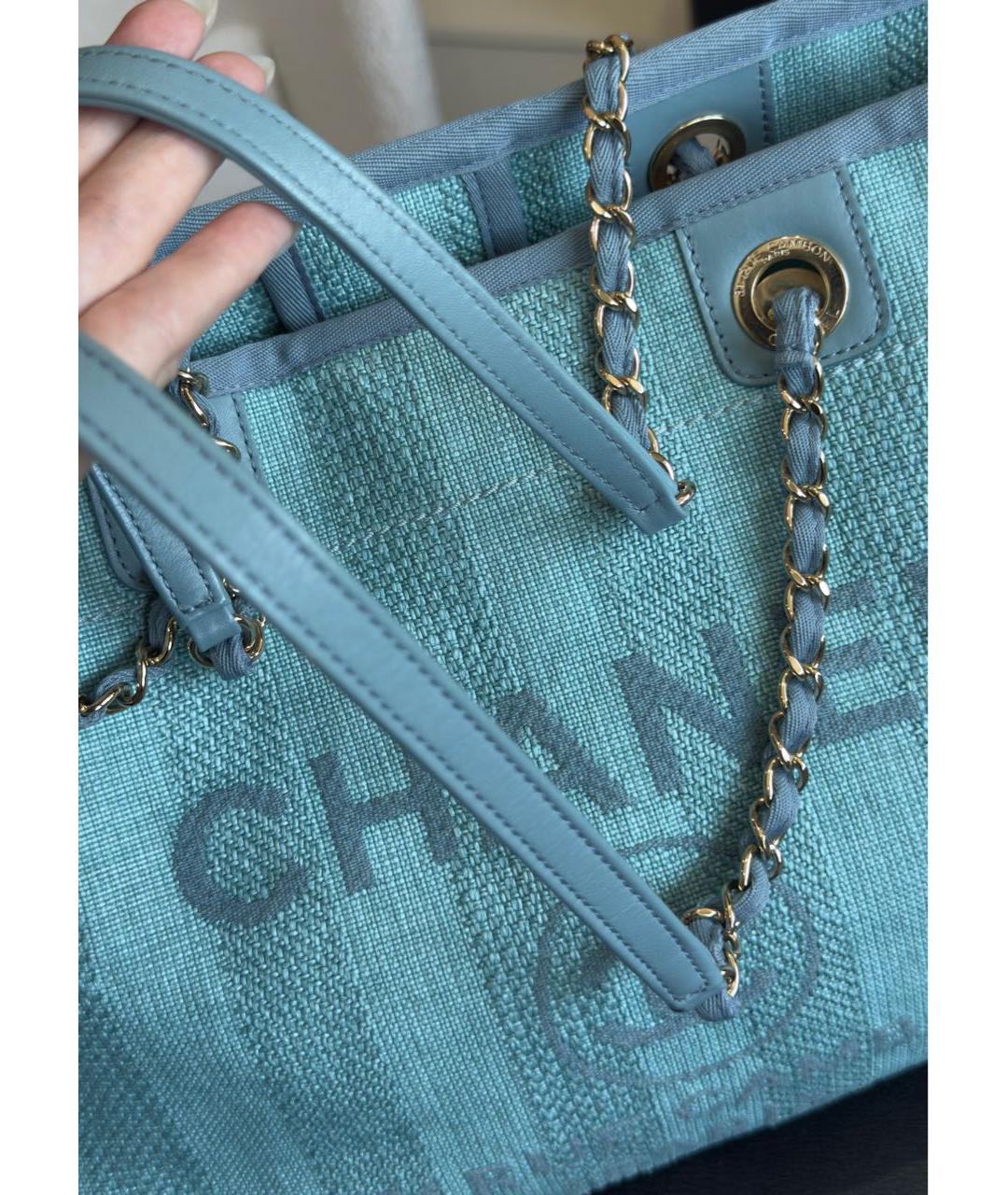 CHANEL Бирюзовая плетеная сумка через плечо, фото 4