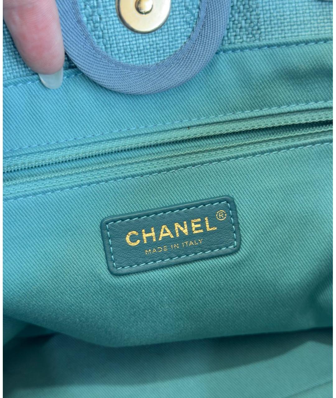 CHANEL Бирюзовая плетеная сумка через плечо, фото 8