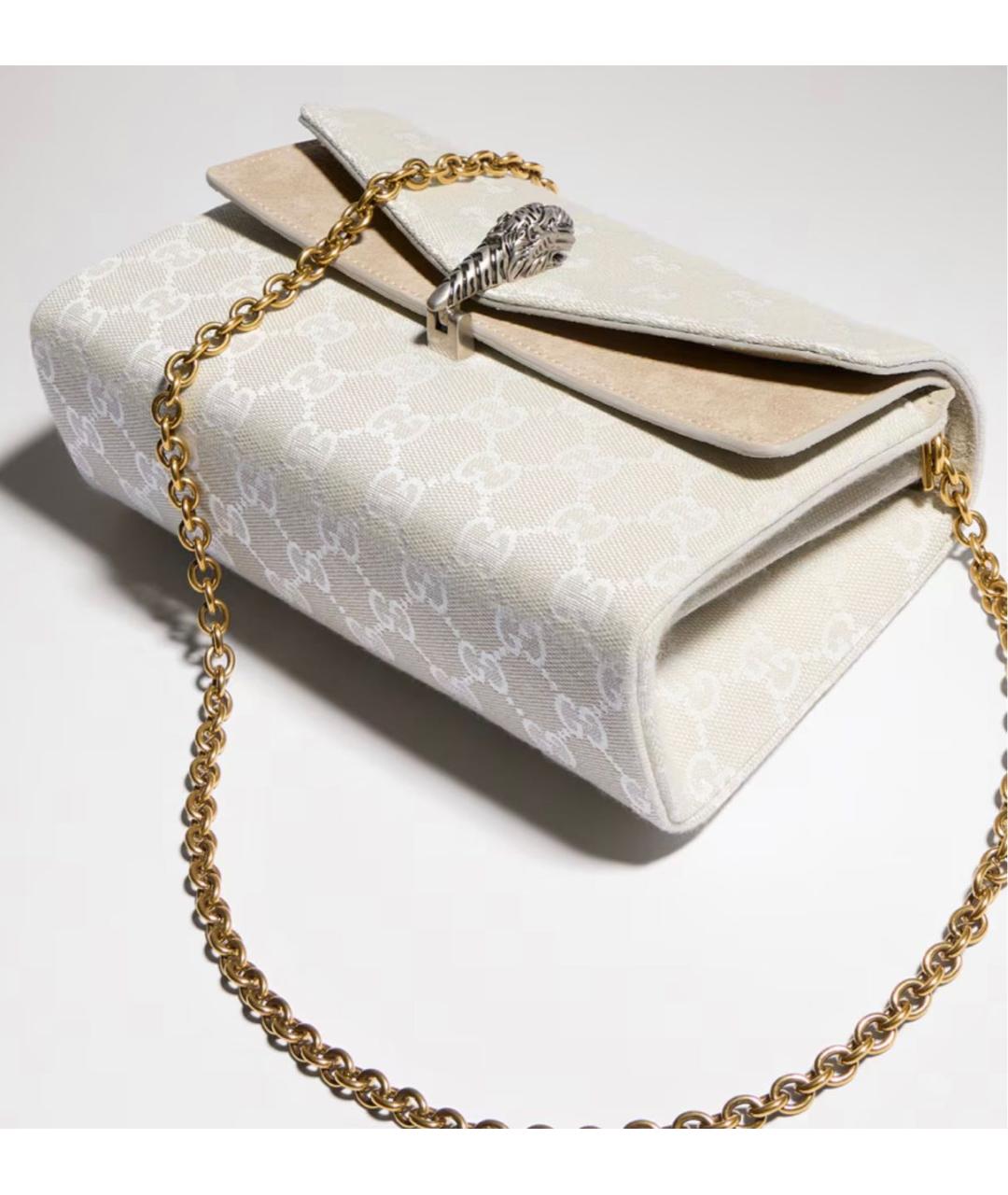 GUCCI Белая сумка через плечо из канвы, фото 5