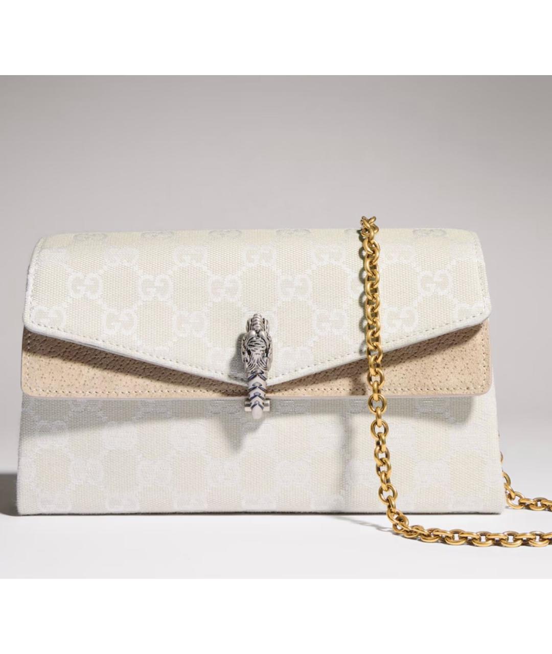 GUCCI Белая сумка через плечо из канвы, фото 6
