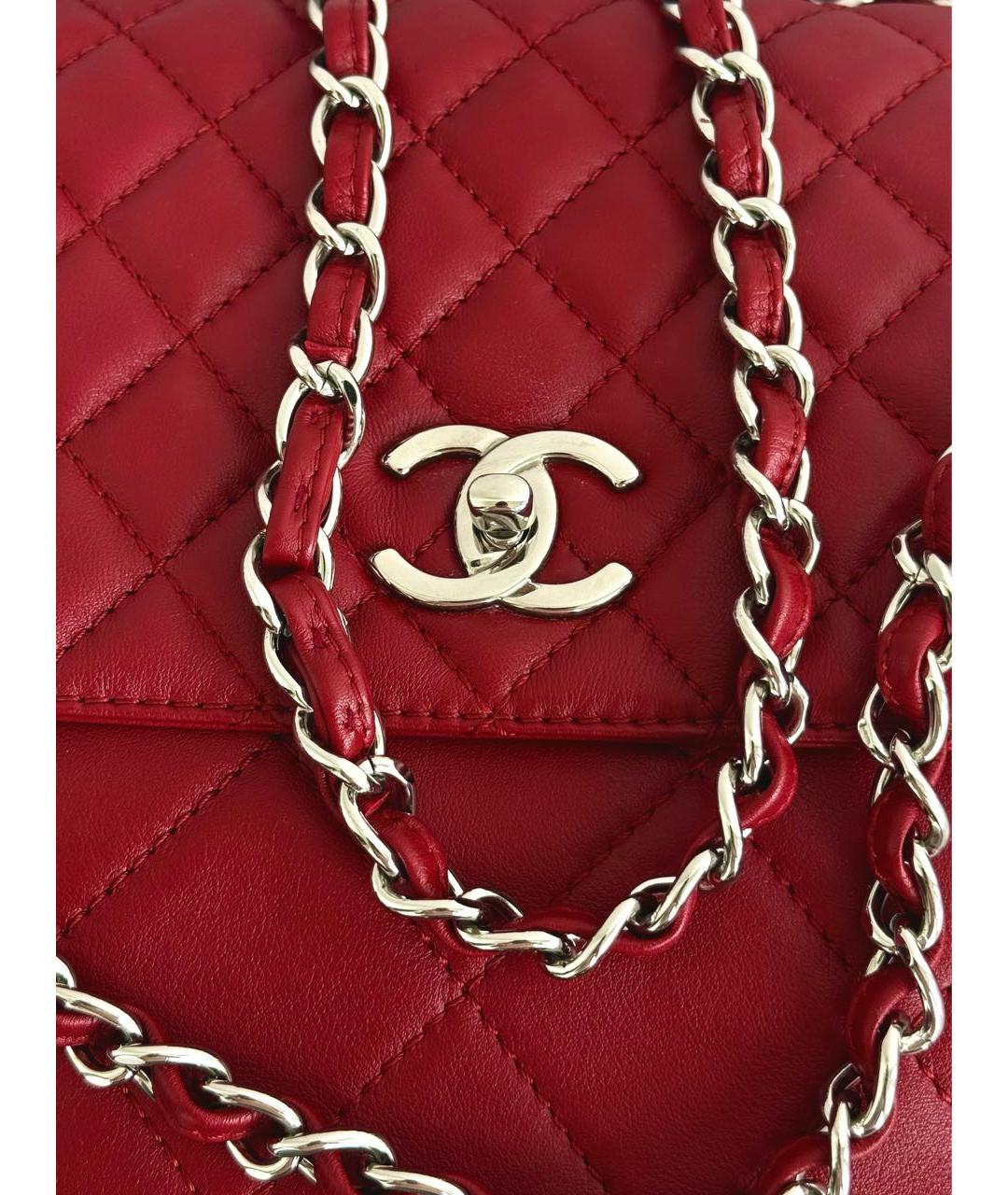 CHANEL Красная кожаная сумка через плечо, фото 4