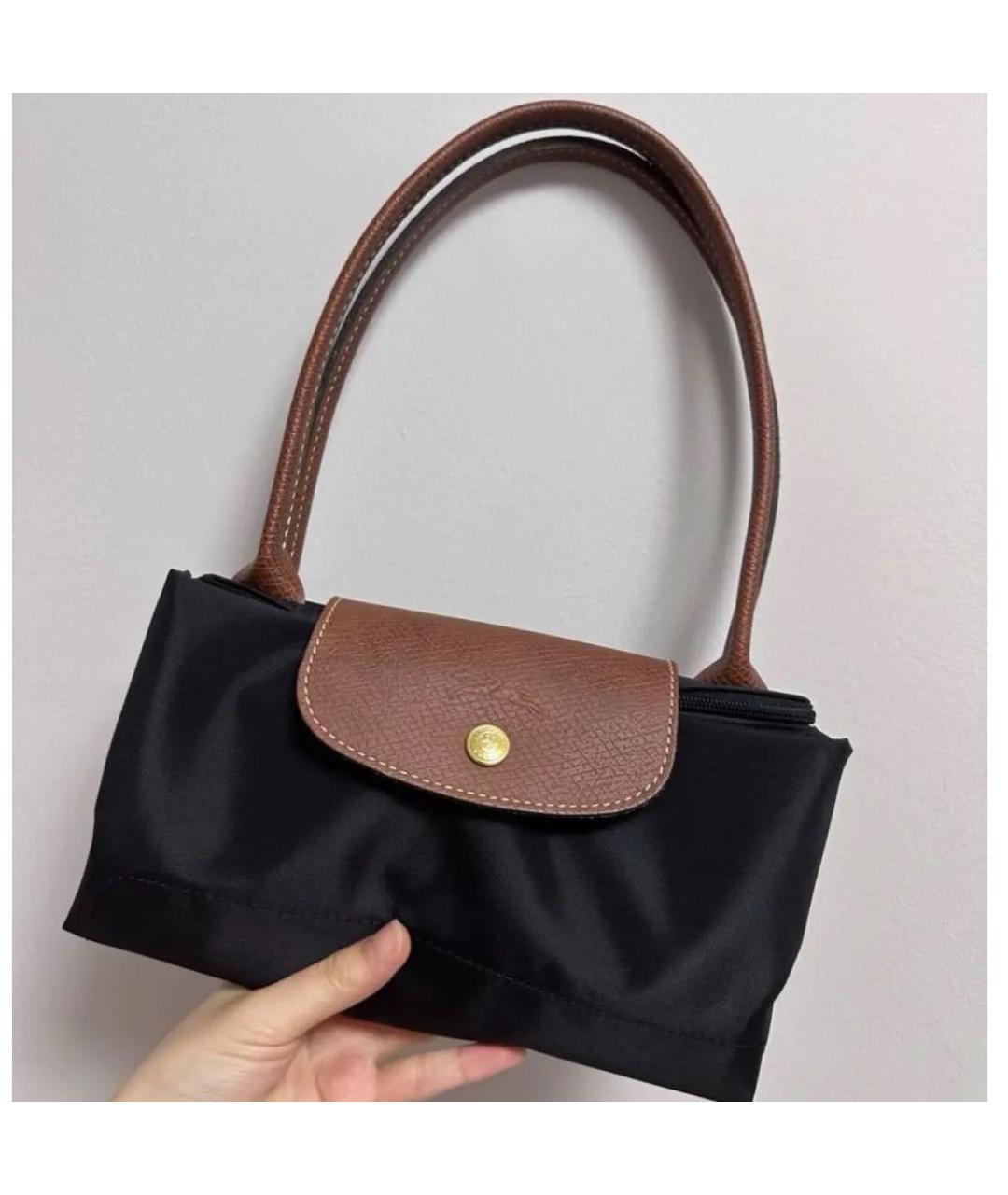 LONGCHAMP Черная тканевая сумка тоут, фото 8