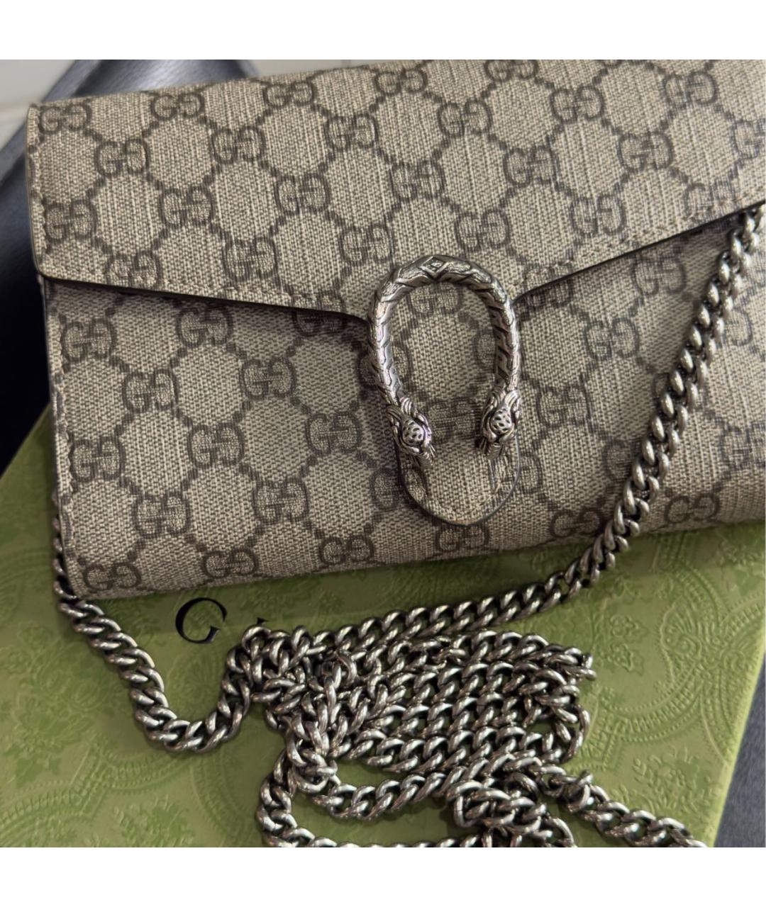GUCCI Бежевая кожаная сумка через плечо, фото 4