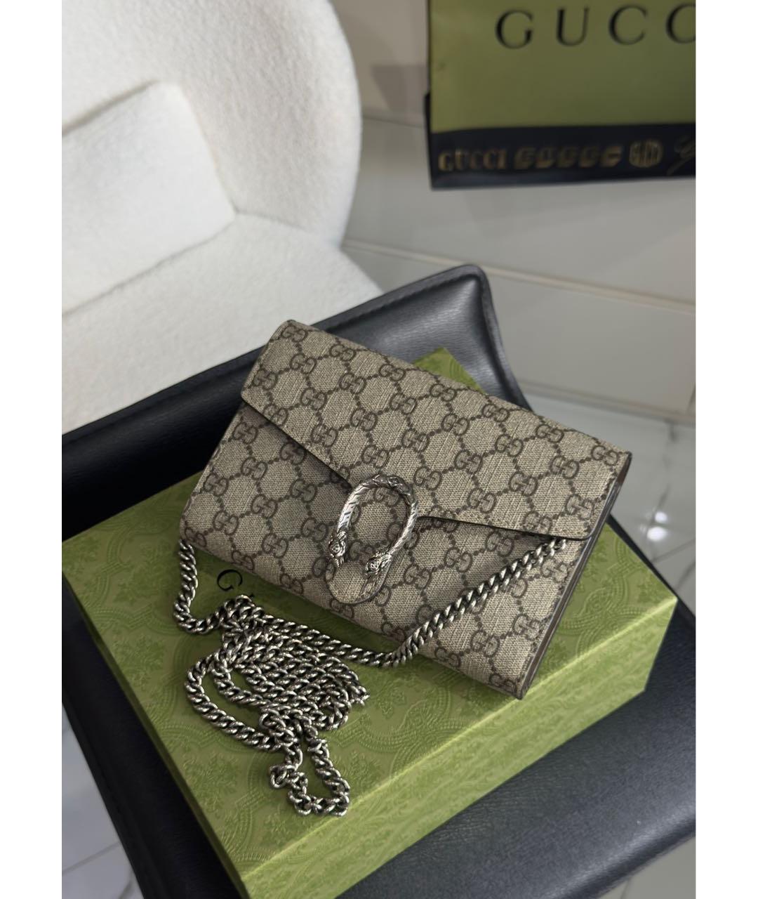 GUCCI Бежевая кожаная сумка через плечо, фото 3