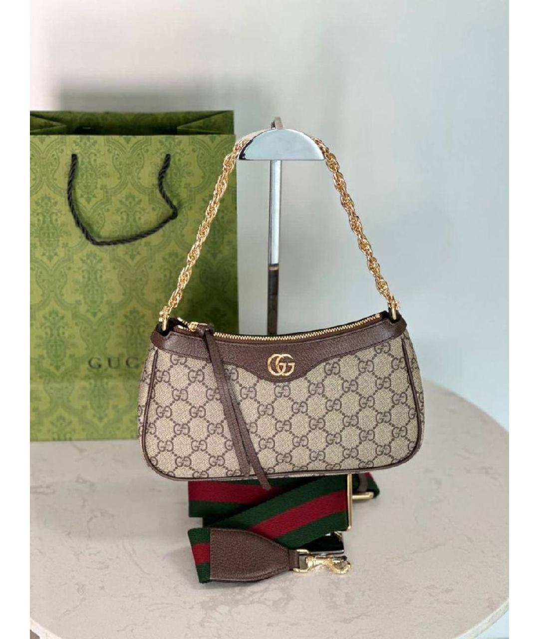 GUCCI Бежевая кожаная сумка через плечо, фото 5