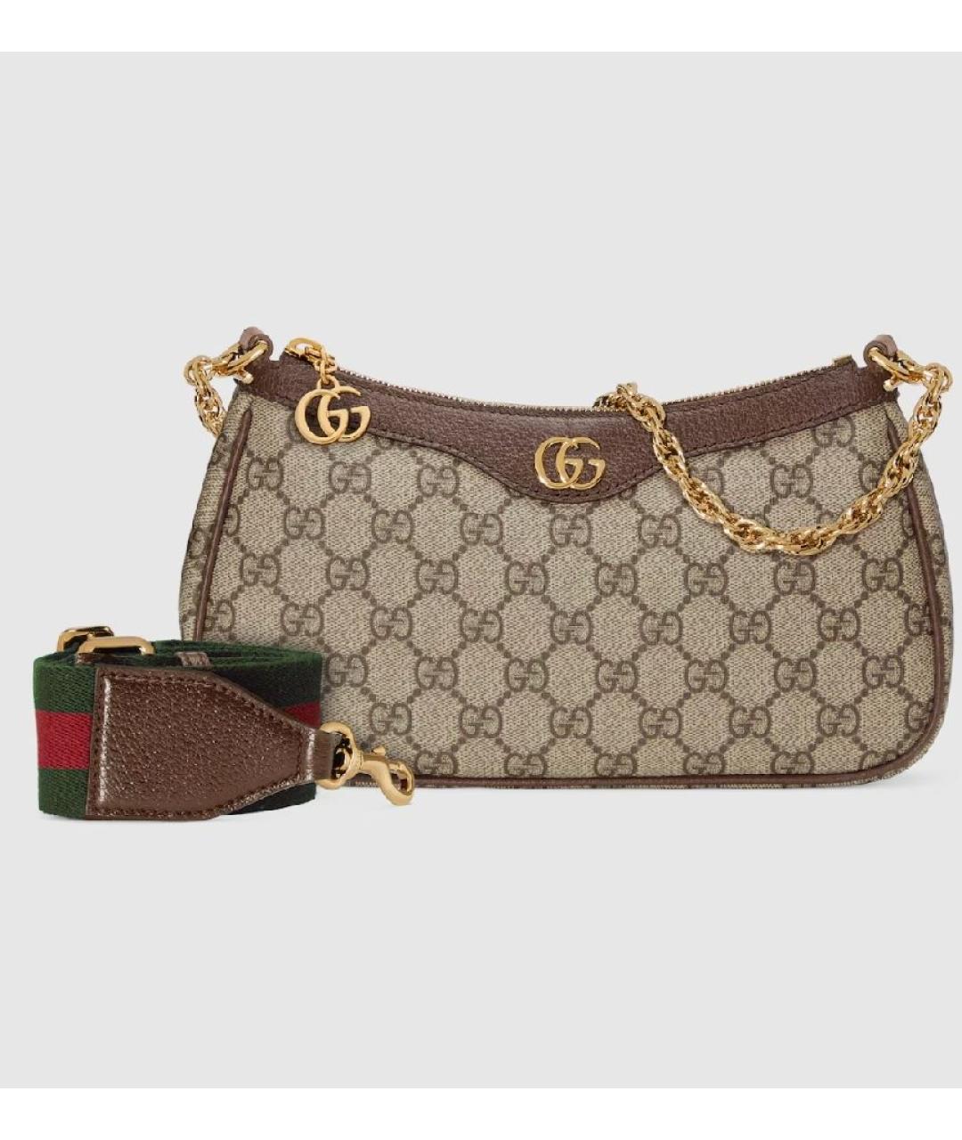 GUCCI Бежевая кожаная сумка через плечо, фото 6