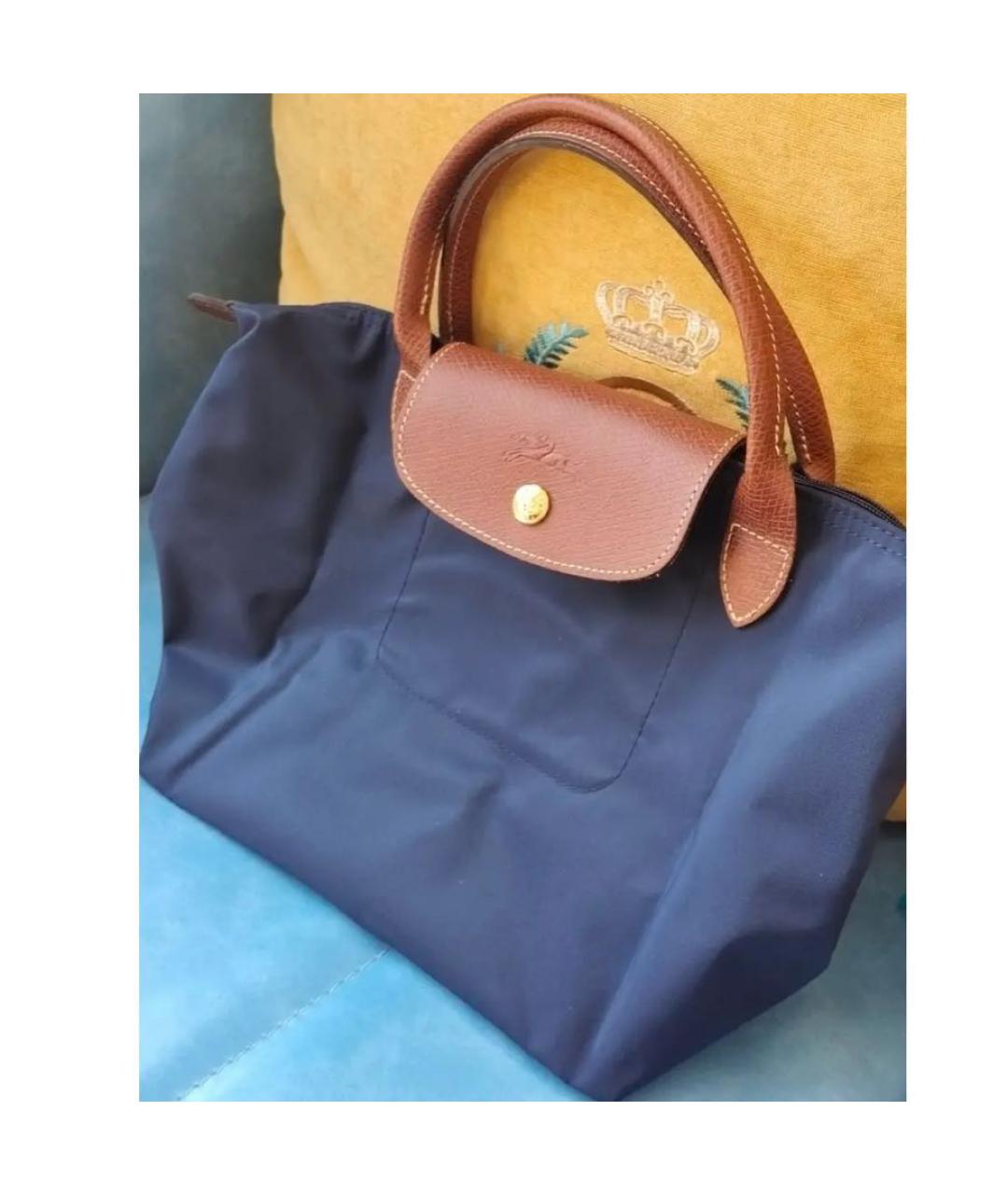 LONGCHAMP Темно-синяя тканевая сумка тоут, фото 6