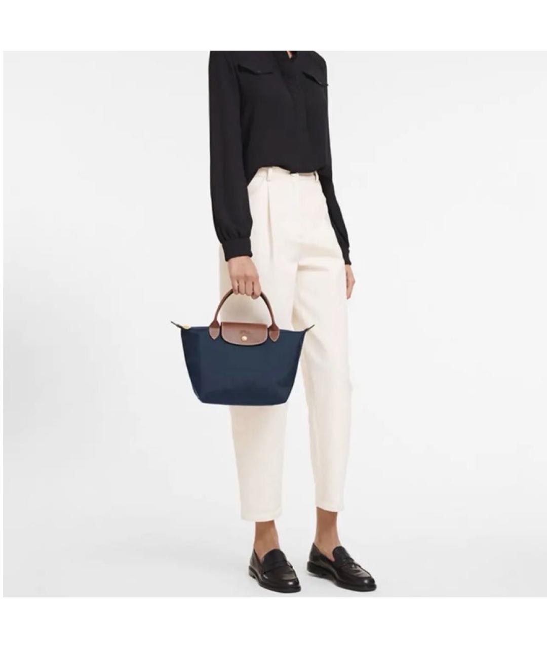 LONGCHAMP Темно-синяя тканевая сумка тоут, фото 5