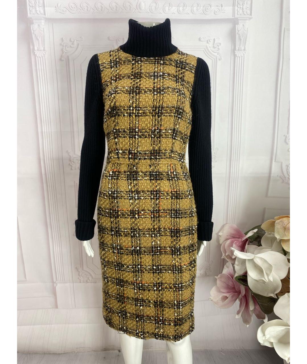 DOLCE&GABBANA Бежевое кашемировое повседневное платье, фото 5