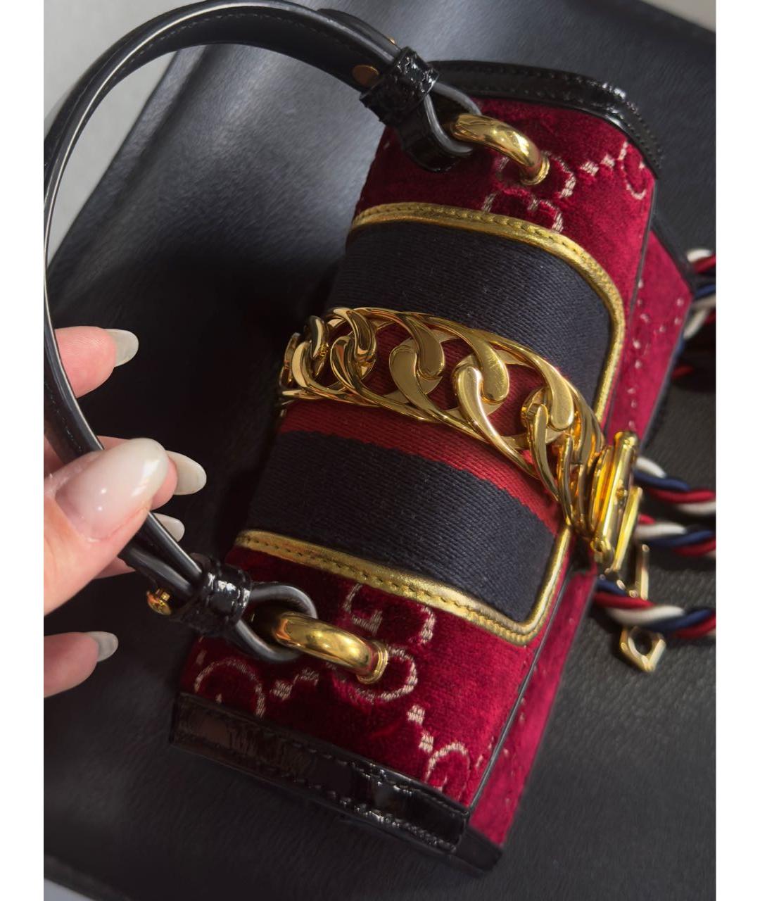 GUCCI Бордовая кожаная сумка через плечо, фото 7