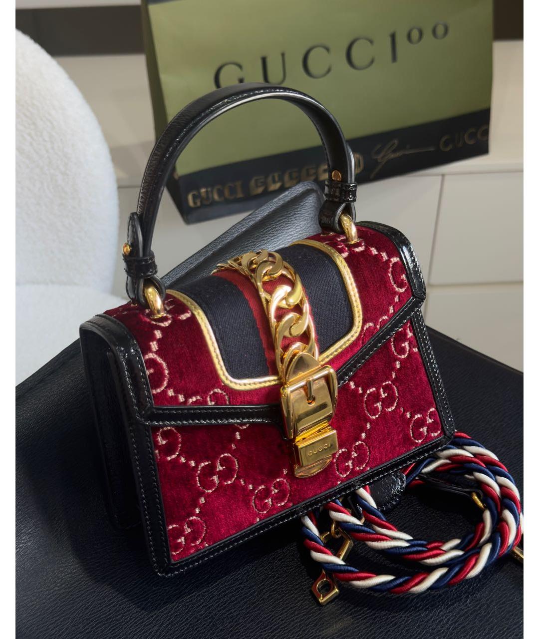 GUCCI Бордовая кожаная сумка через плечо, фото 3