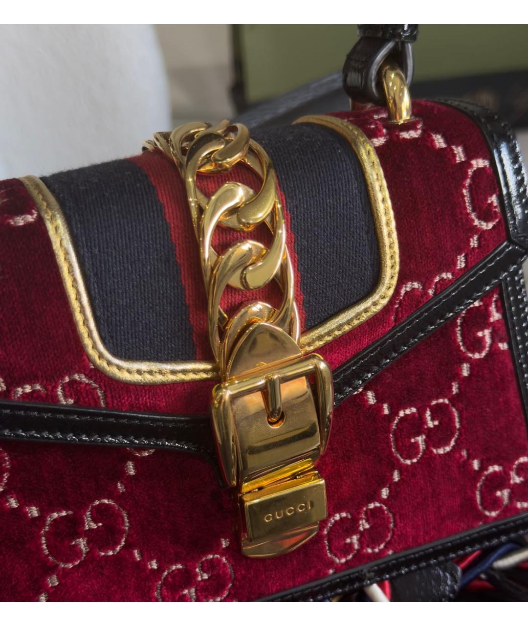 GUCCI Бордовая кожаная сумка через плечо, фото 4