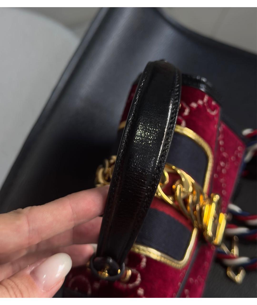 GUCCI Бордовая кожаная сумка через плечо, фото 6