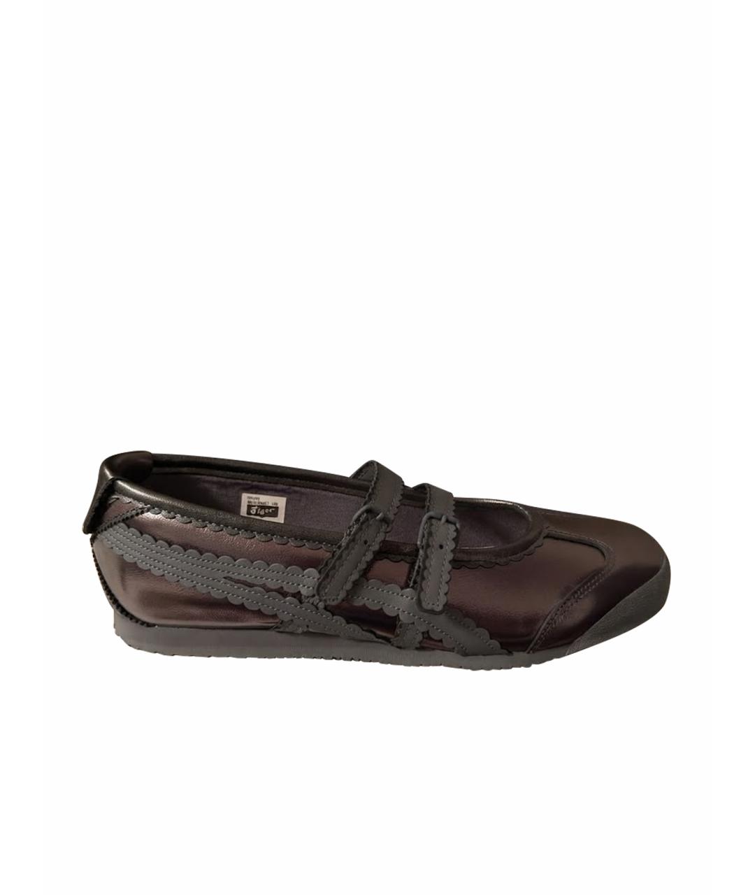 ONITSUKA TIGER Антрацитовые кожаные балетки, фото 1