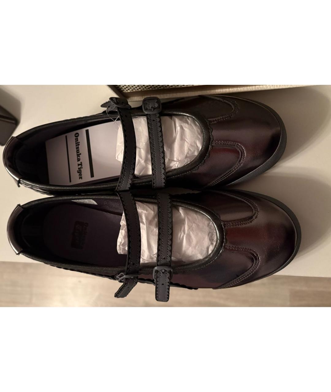 ONITSUKA TIGER Антрацитовые кожаные балетки, фото 3