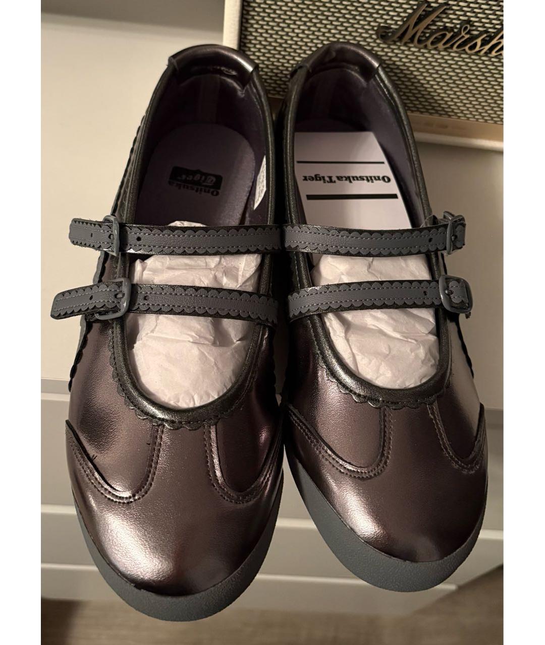 ONITSUKA TIGER Антрацитовые кожаные балетки, фото 2