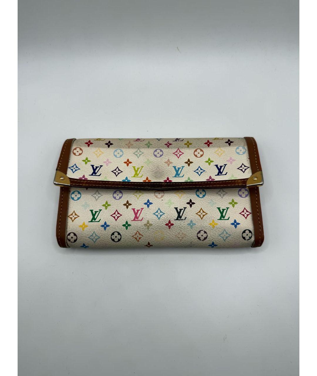 LOUIS VUITTON Белый кожаный кошелек, фото 6