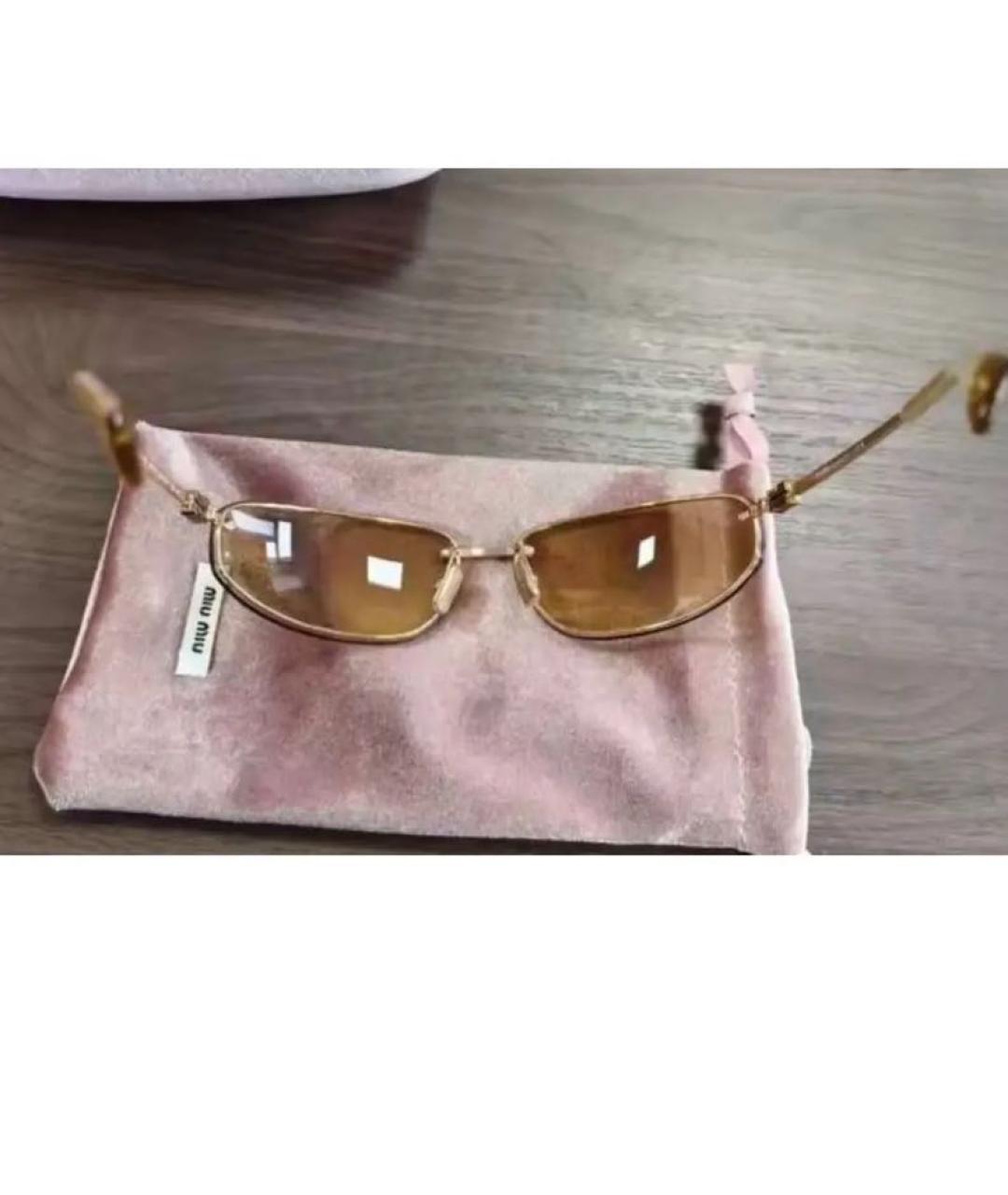 MIU MIU Золотые металлические солнцезащитные очки, фото 6