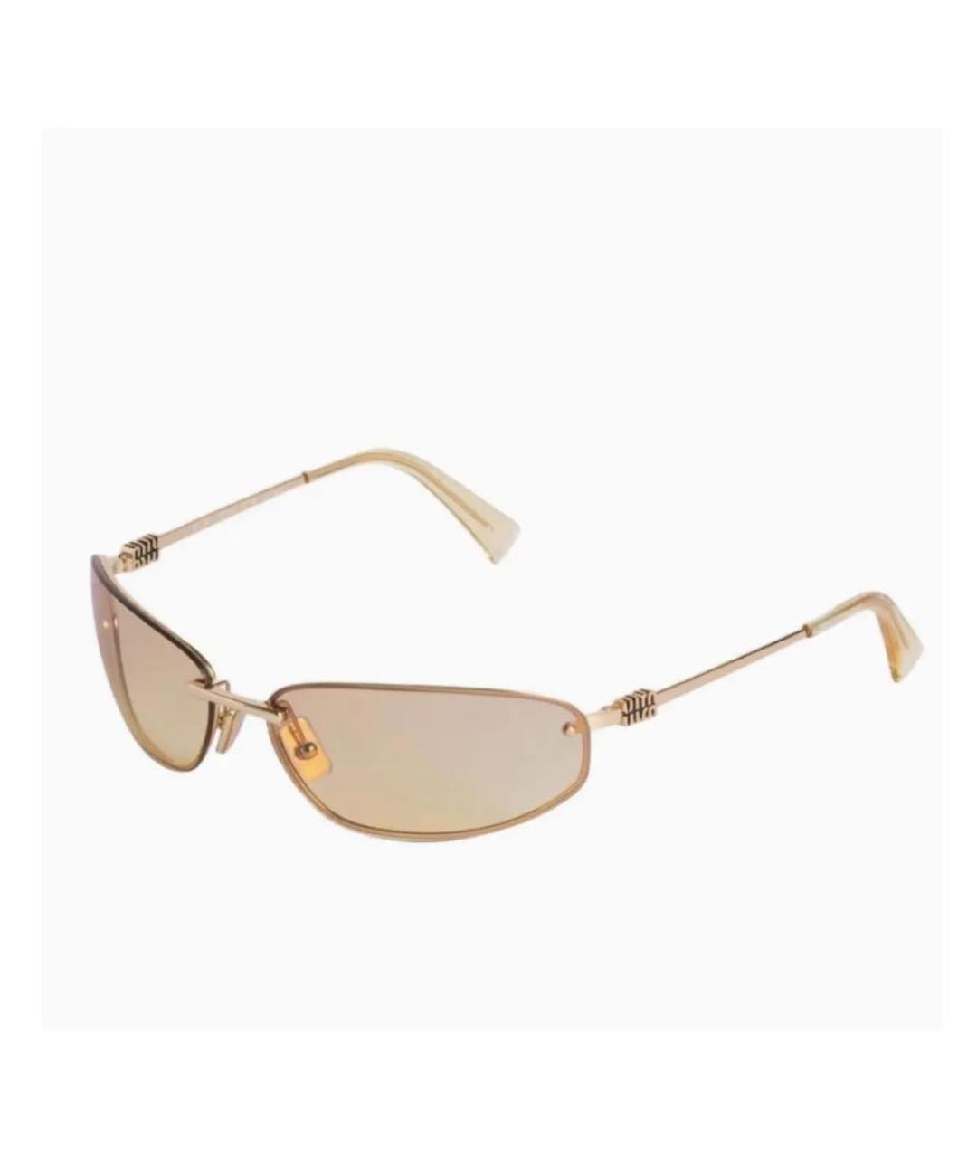 MIU MIU Золотые металлические солнцезащитные очки, фото 2