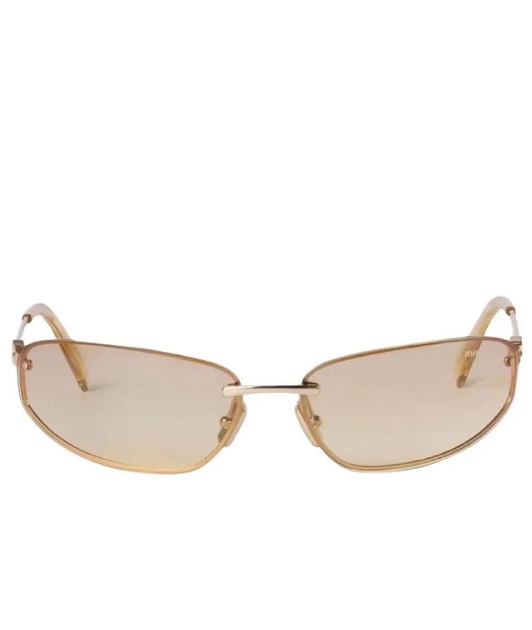 MIU MIU Золотые металлические солнцезащитные очки, фото 9