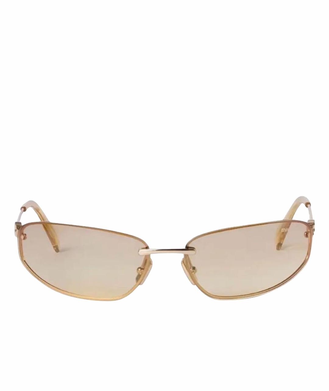 MIU MIU Золотые металлические солнцезащитные очки, фото 1