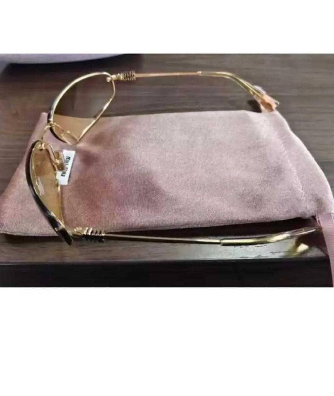 MIU MIU Золотые металлические солнцезащитные очки, фото 7