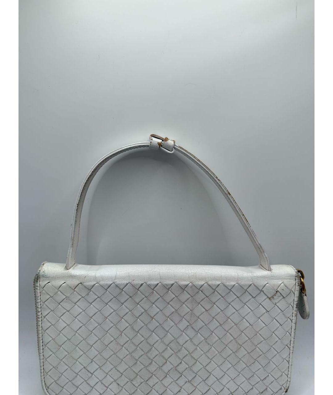 BOTTEGA VENETA Белая кожаная барсетка, фото 5