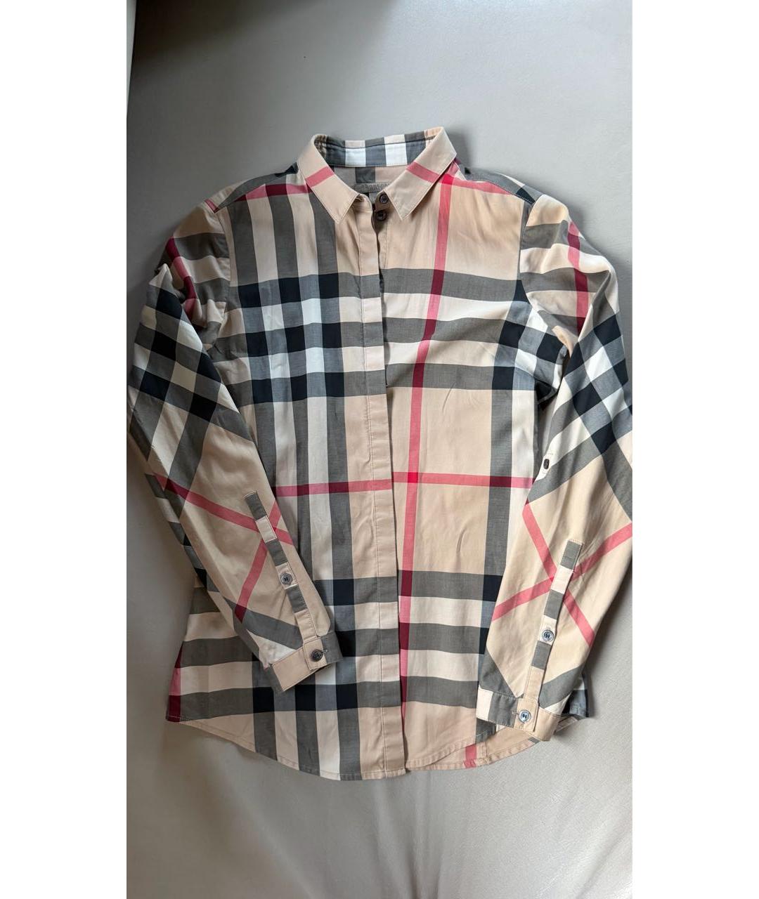 BURBERRY Бежевая хлопко-эластановая рубашка, фото 8