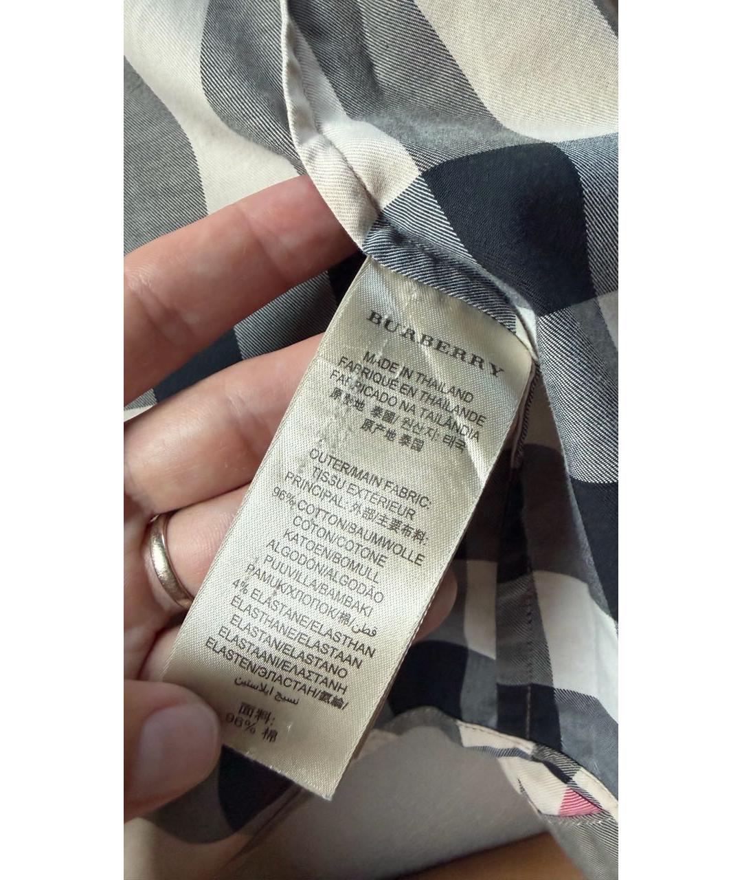 BURBERRY Бежевая хлопко-эластановая рубашка, фото 5