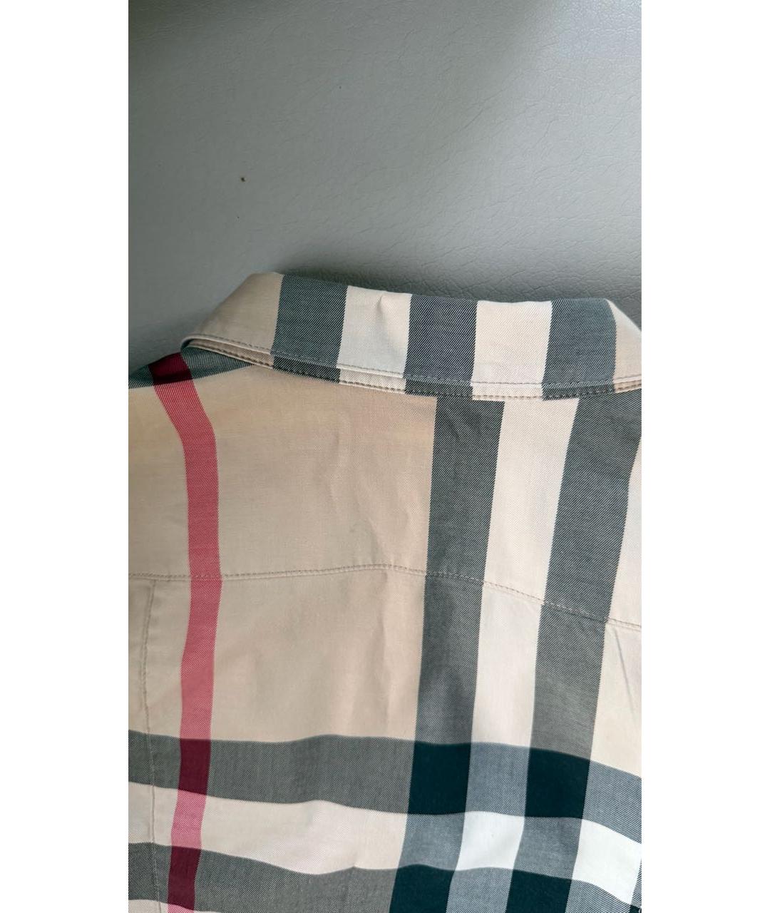 BURBERRY Бежевая хлопко-эластановая рубашка, фото 7