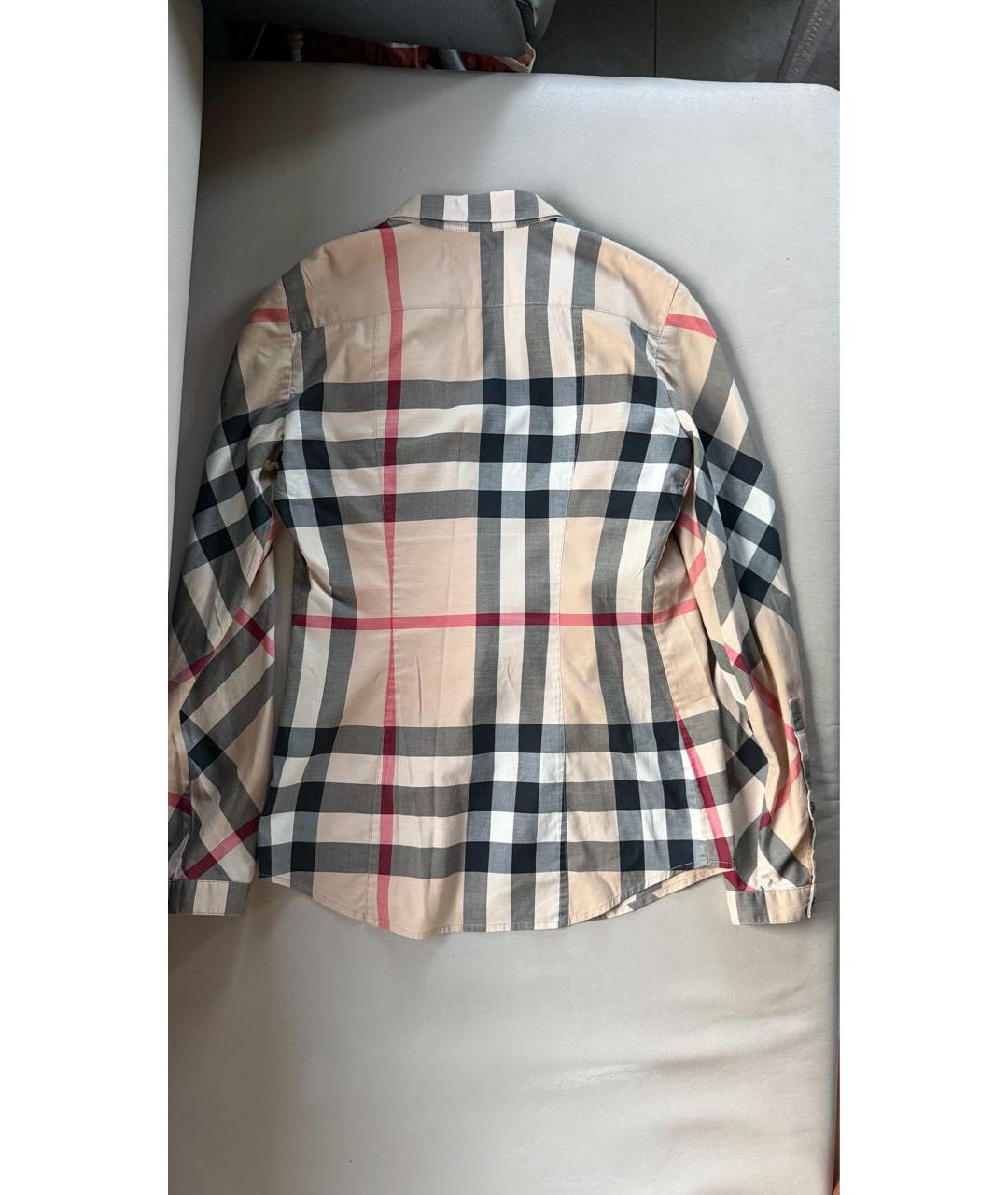 BURBERRY Бежевая хлопко-эластановая рубашка, фото 2