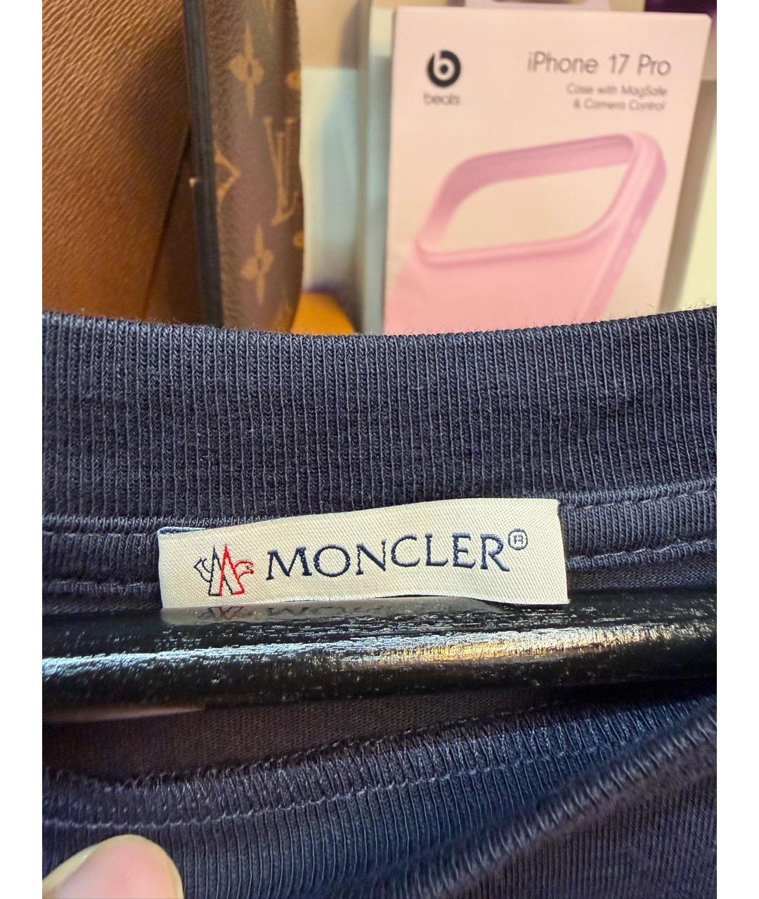 MONCLER Черная хлопковая футболка, фото 3