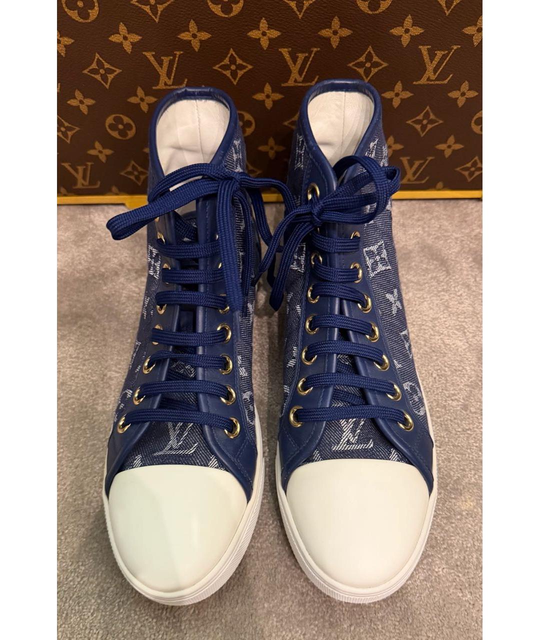 LOUIS VUITTON Темно-синие текстильные кеды, фото 2