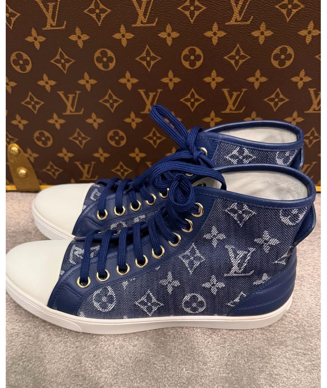 LOUIS VUITTON Темно-синие текстильные кеды, фото 4