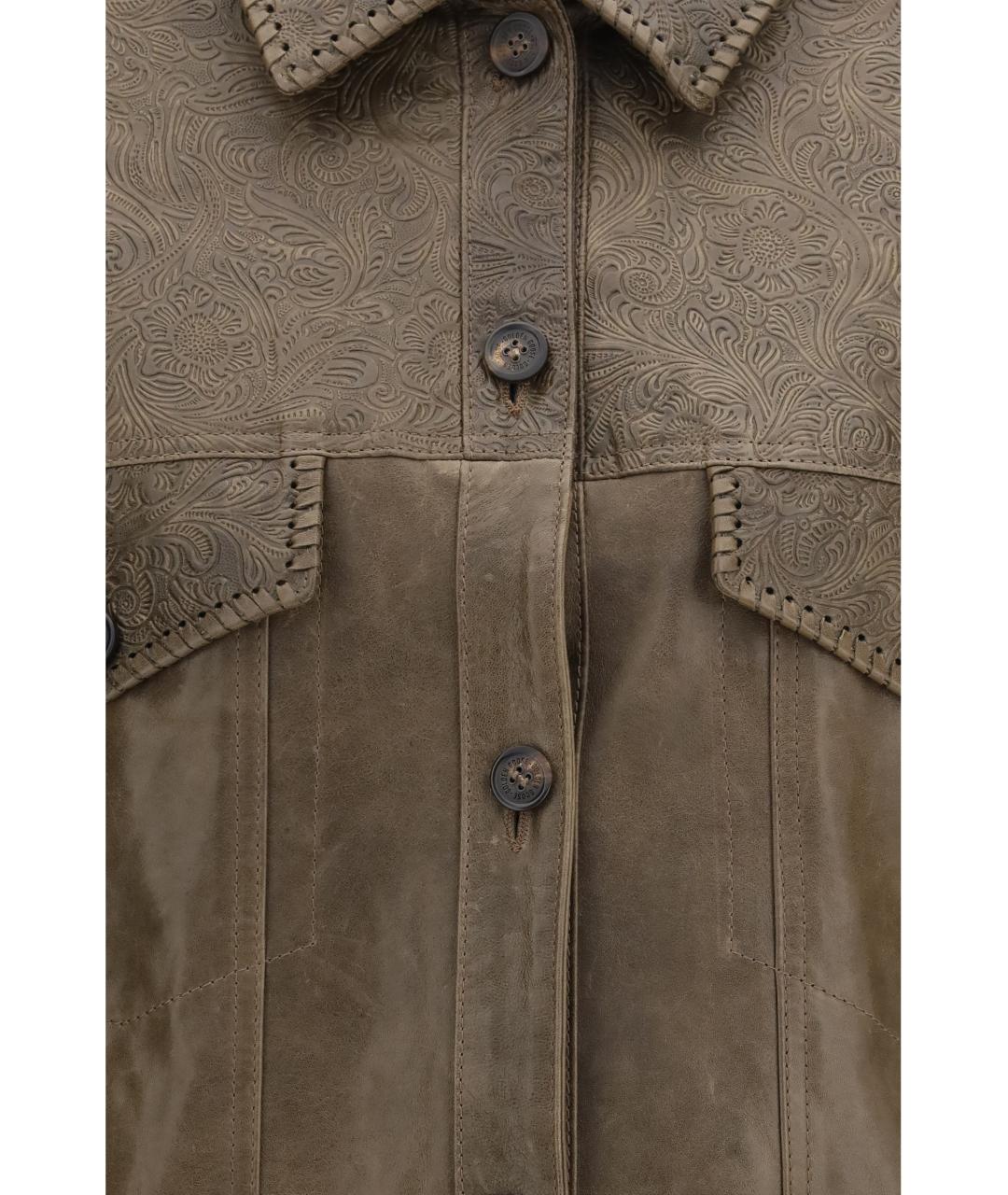 GOLDEN GOOSE Зеленая кожаная куртка, фото 3