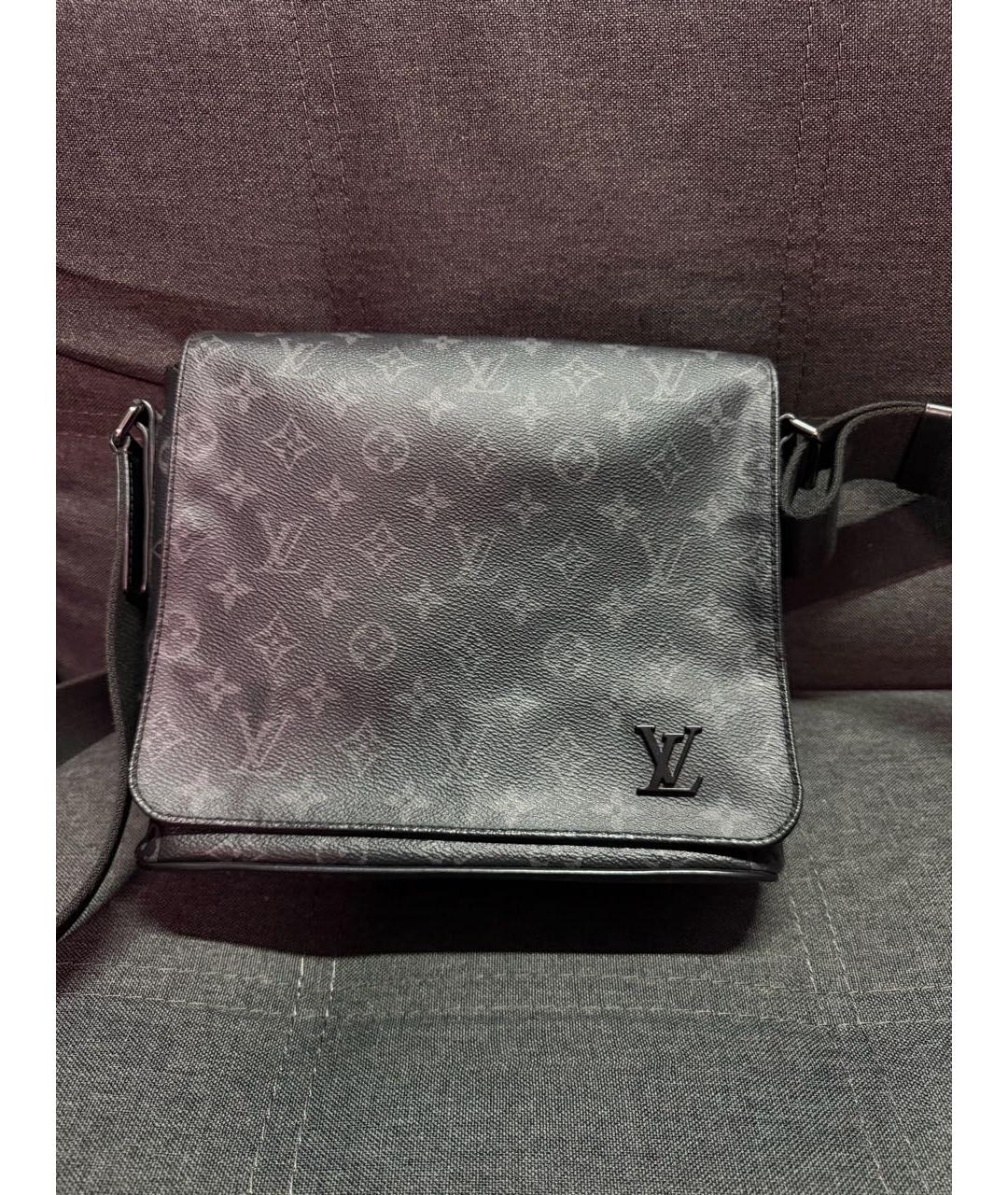 LOUIS VUITTON Черная кожаная сумка на плечо, фото 5