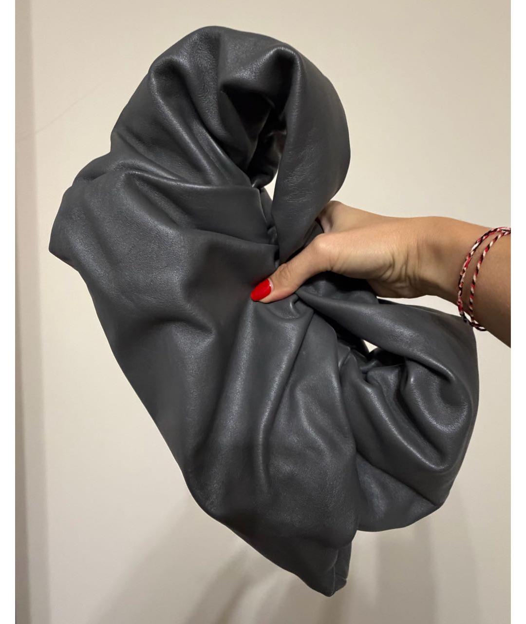 BOTTEGA VENETA Антрацитовая кожаная сумка с короткими ручками, фото 5