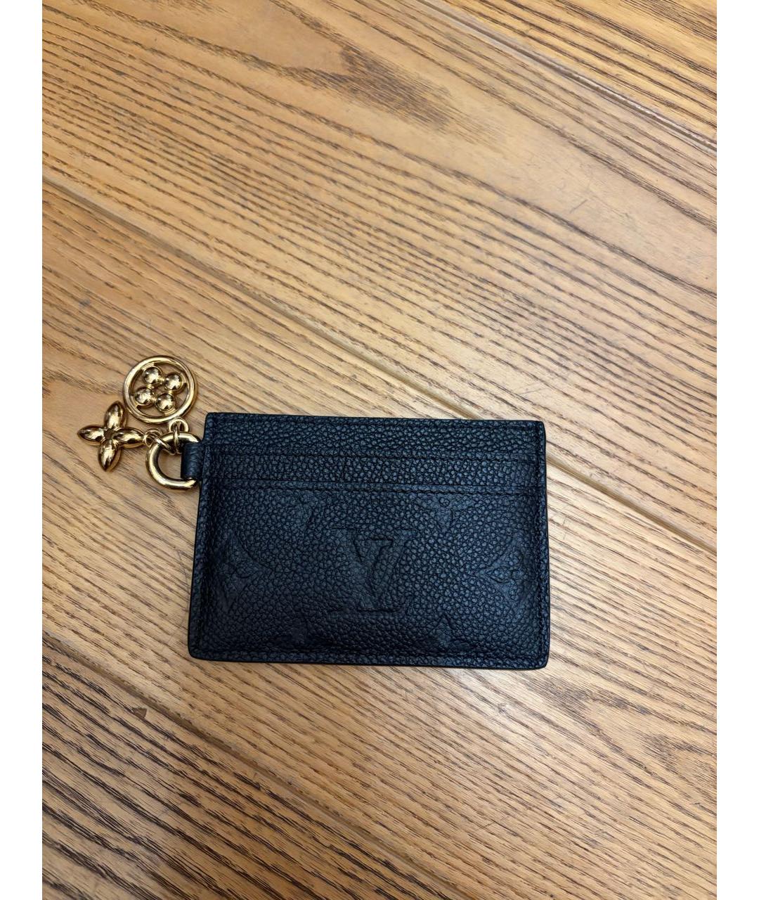 LOUIS VUITTON Черный кожаный кардхолдер, фото 2