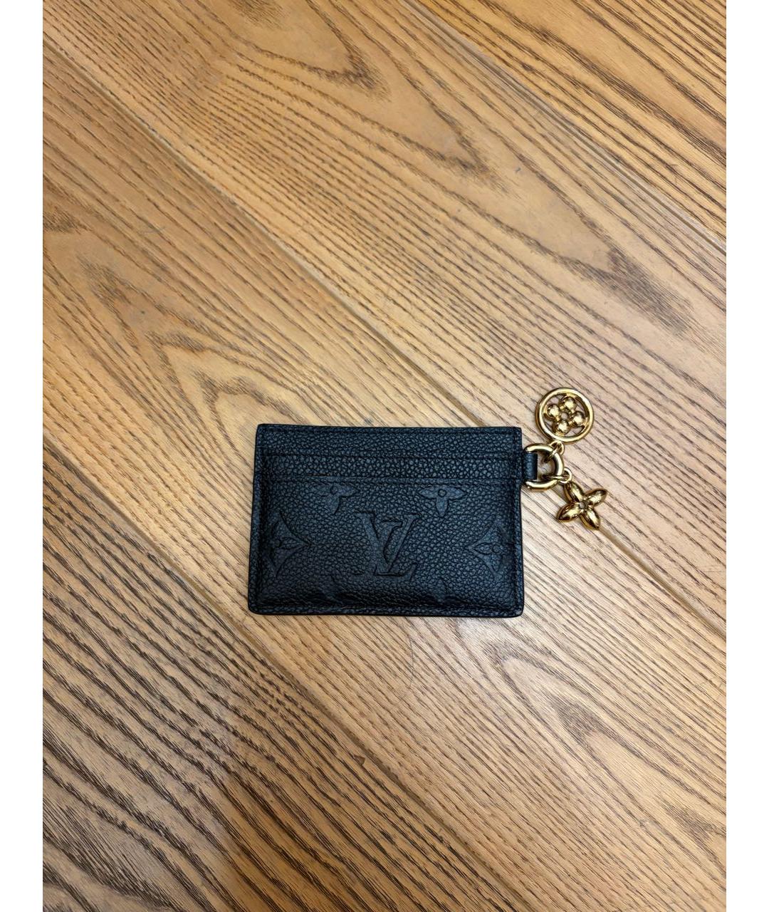 LOUIS VUITTON Черный кожаный кардхолдер, фото 3