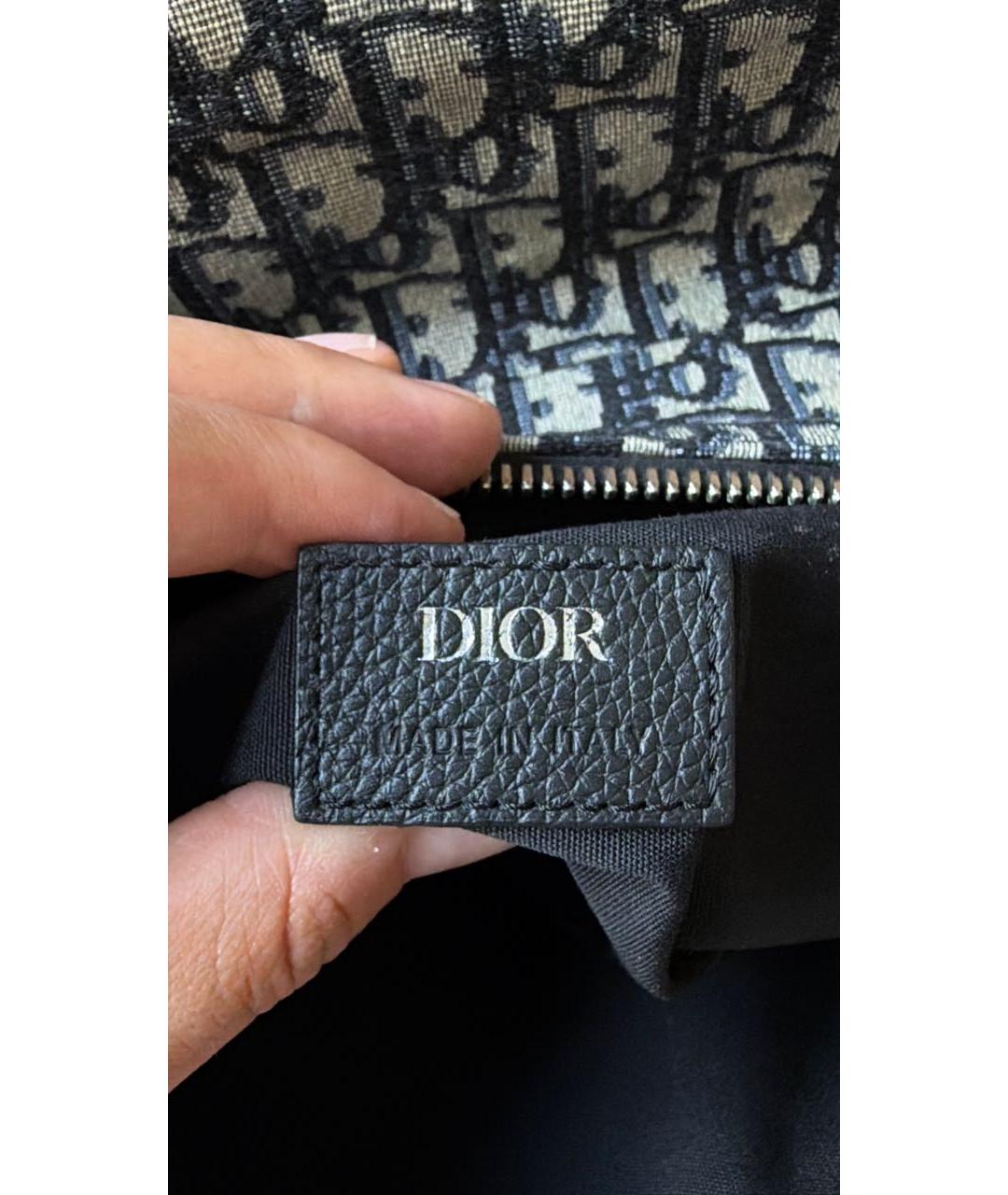 CHRISTIAN DIOR Темно-синяя жаккардовая сумка на плечо, фото 3