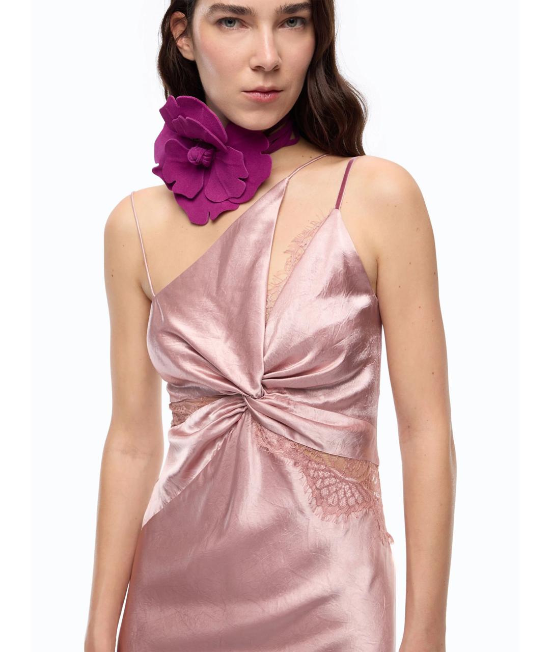 PINKO Розовое ацетатное коктейльное платье, фото 4