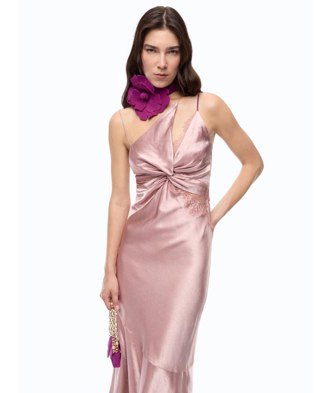 PINKO Розовое ацетатное коктейльное платье, фото 3