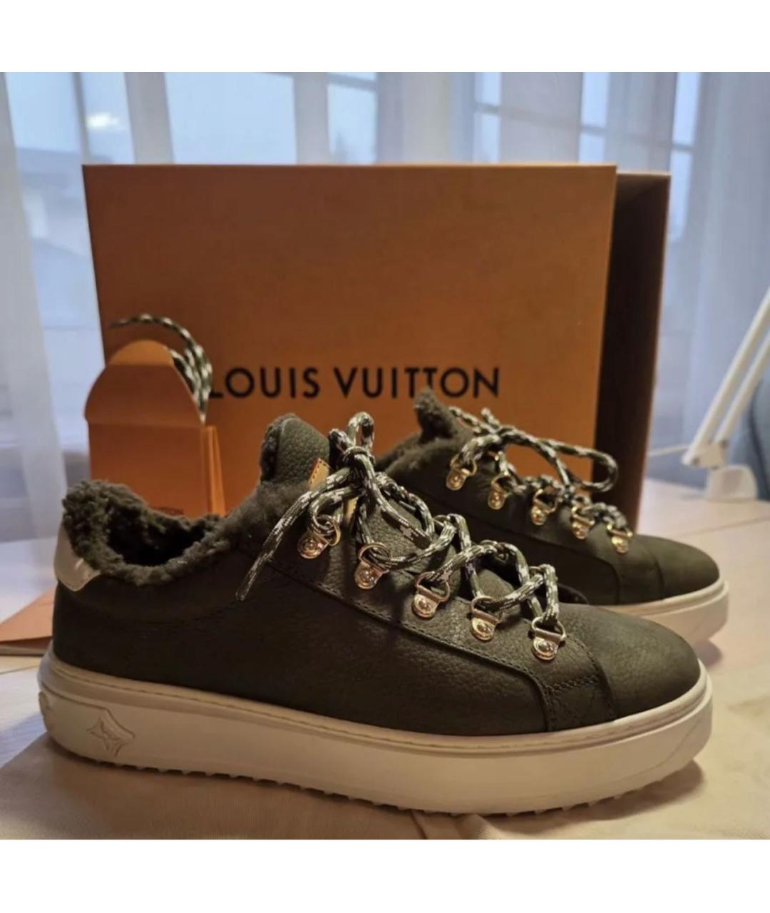 LOUIS VUITTON Хаки кожаные кеды, фото 7