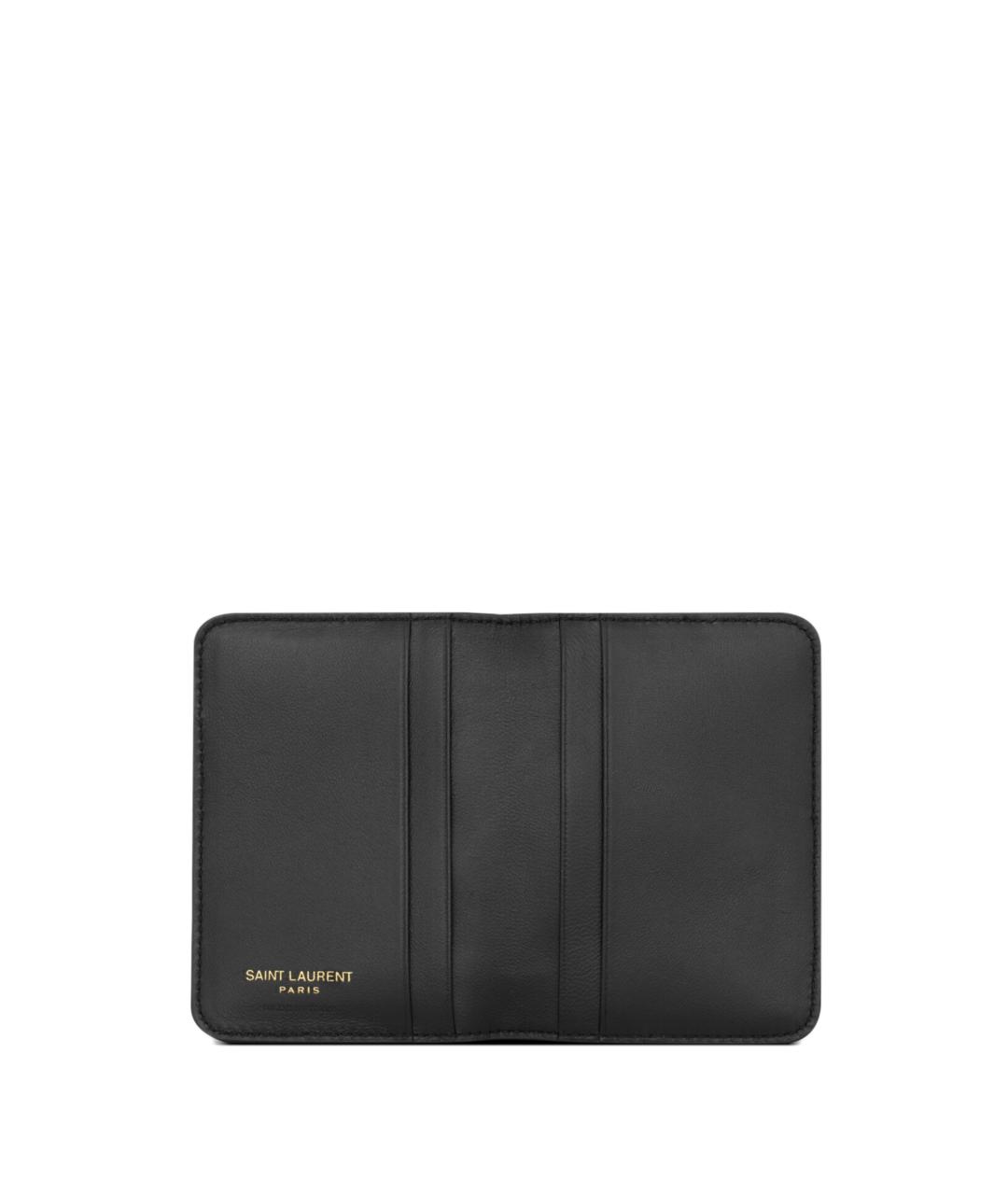 SAINT LAURENT Черный кожаный кошелек, фото 3