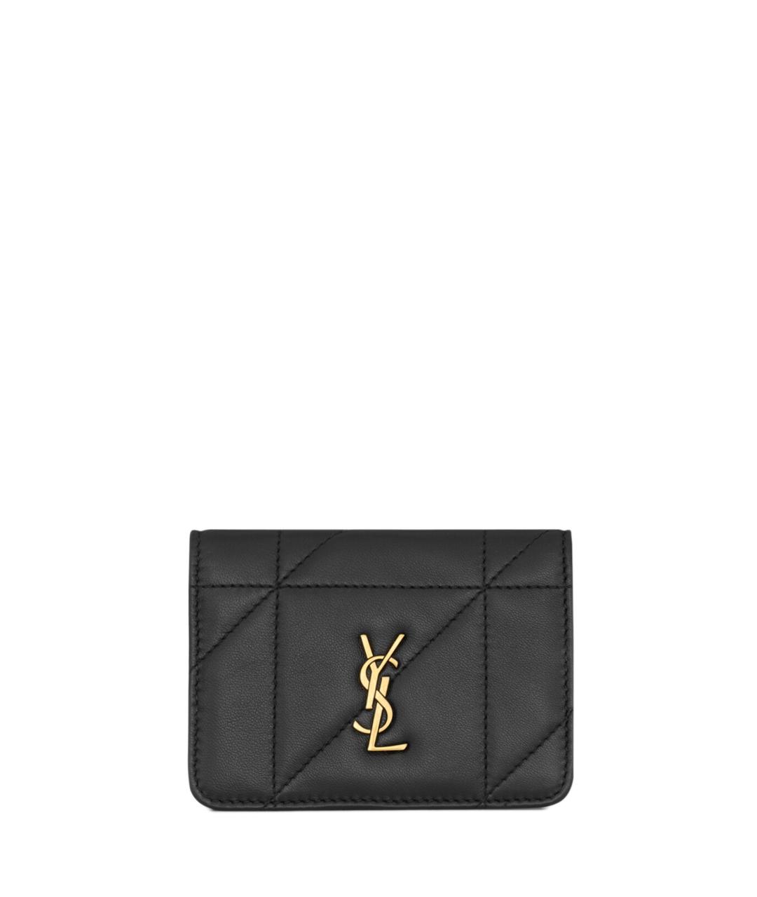 SAINT LAURENT Черный кожаный кошелек, фото 1