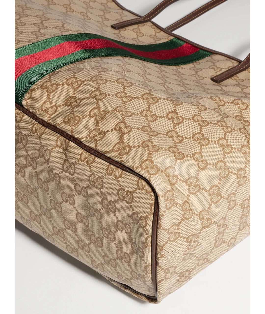 GUCCI Бежевая сумка тоут из канвы, фото 7