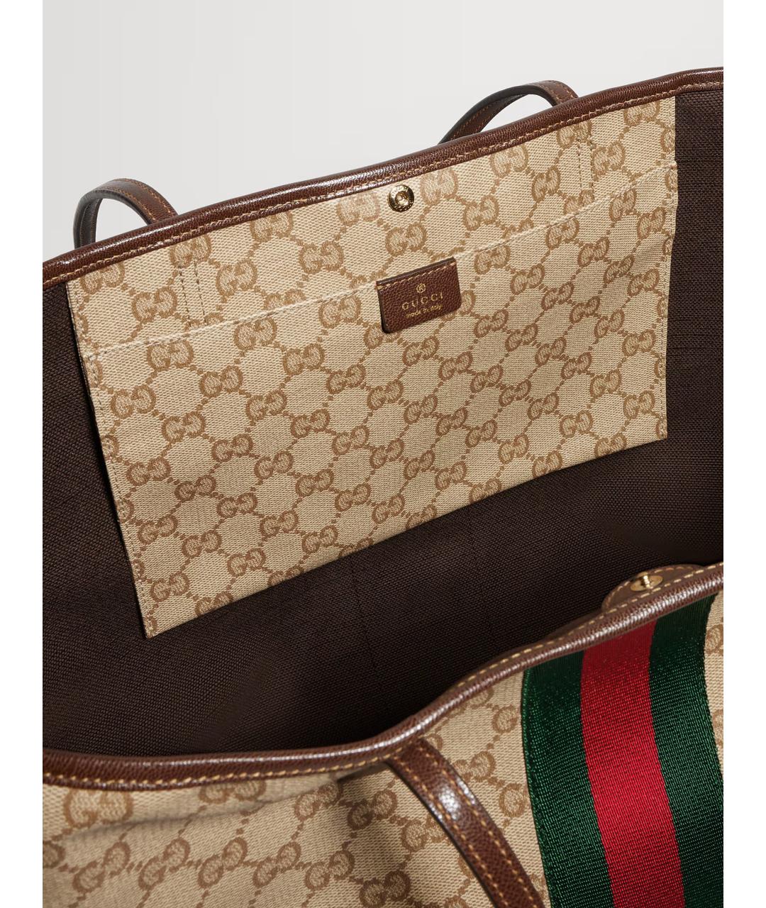 GUCCI Бежевая сумка тоут из канвы, фото 6