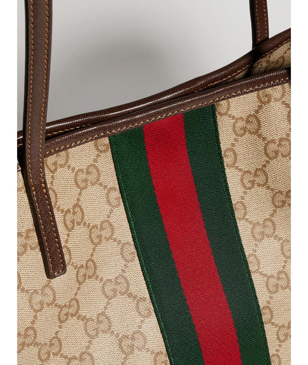 GUCCI Бежевая сумка тоут из канвы, фото 5